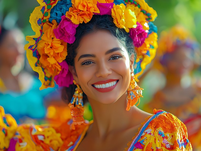 Free ai generated latina woman traditional dress illustration