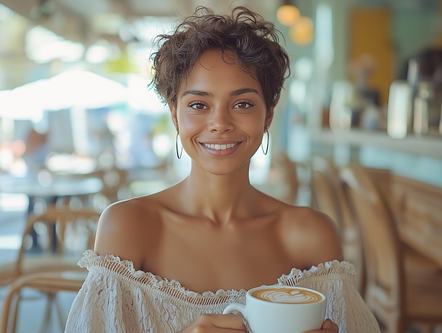 Free ai generated south asian woman cozy café illustration