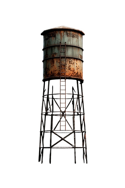 Free rustic water tower industrial vintage décor weathered metal structure illustration