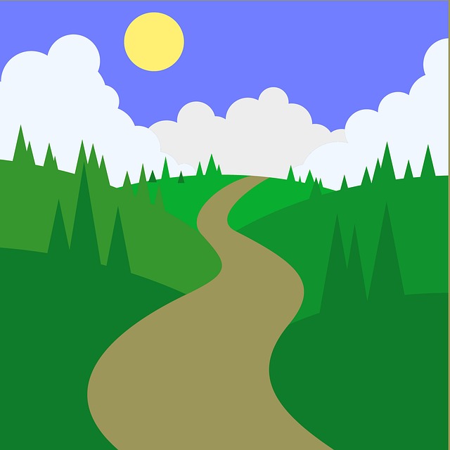 Free road trees clouds illustration
