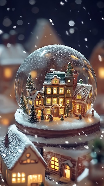 Free snow globe winter scene christmas decor illustration