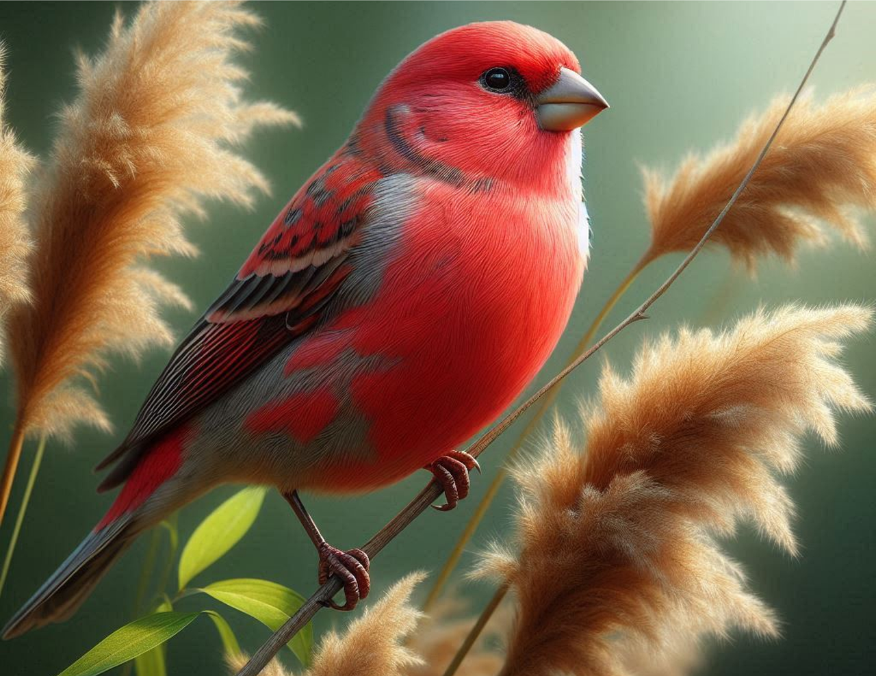 Free ai generated bird scarlet rosefinch illustration