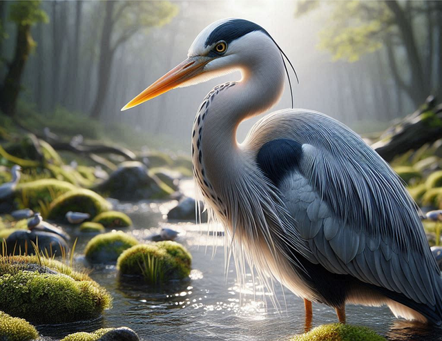Free grey heron bird avian illustration