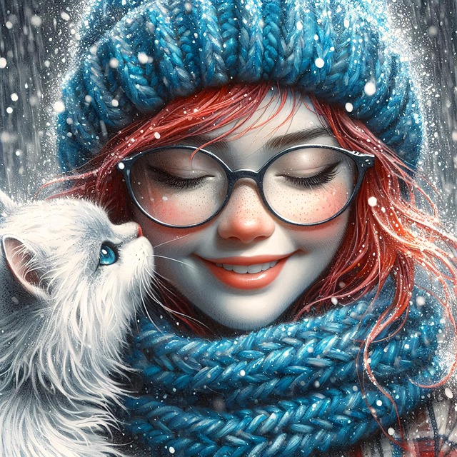 Free ai generated girl cat illustration