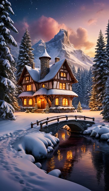 Ai Gerado, Casa, Arvores, Inverno