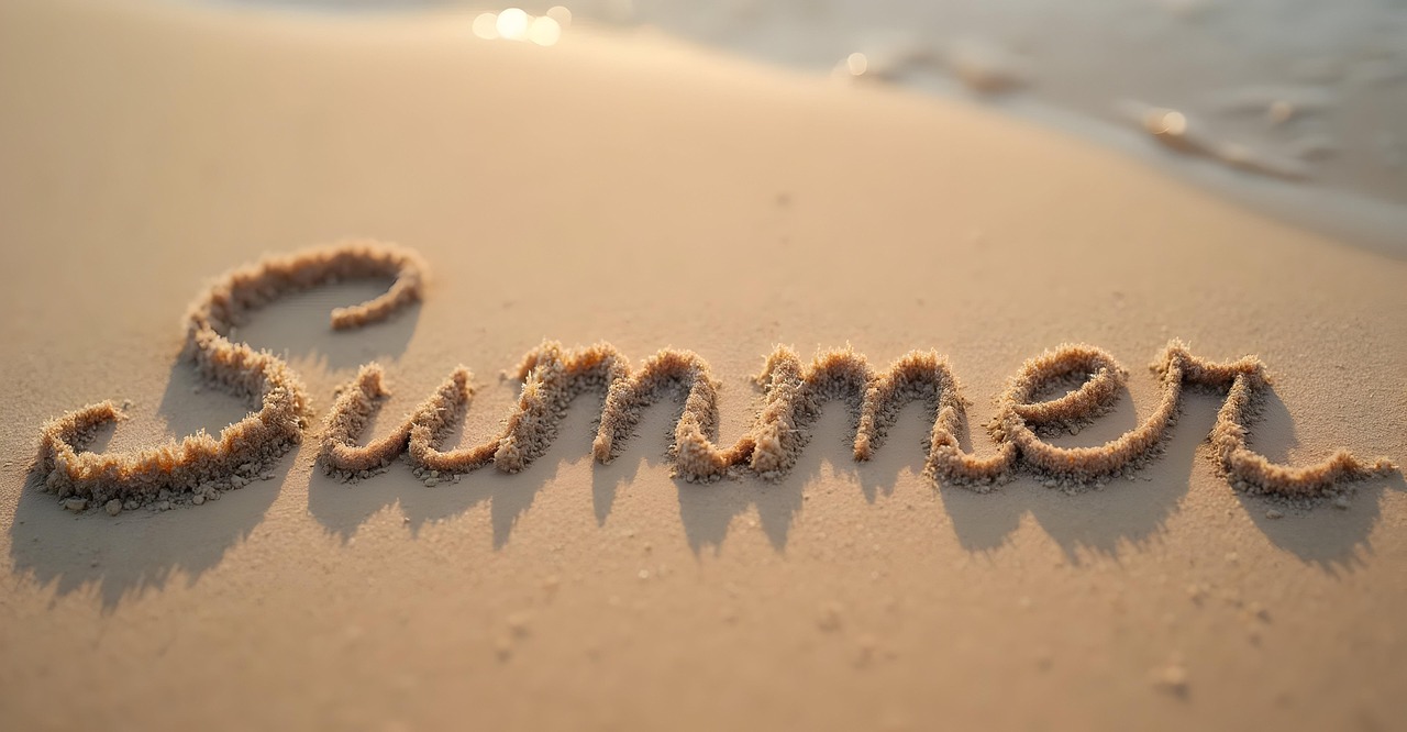 Summer, Typography, Hand, Written, Sand