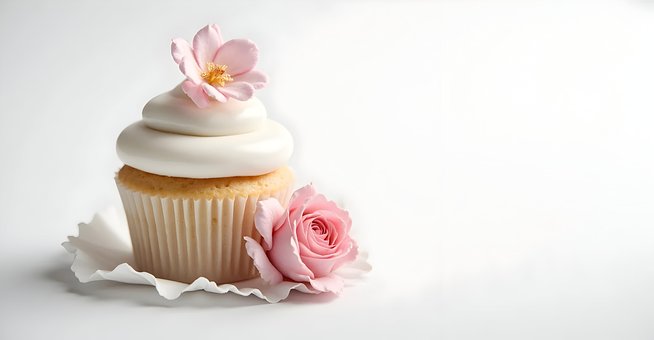 Vanille, Cupcake, Glatt, Weiß, Fondant