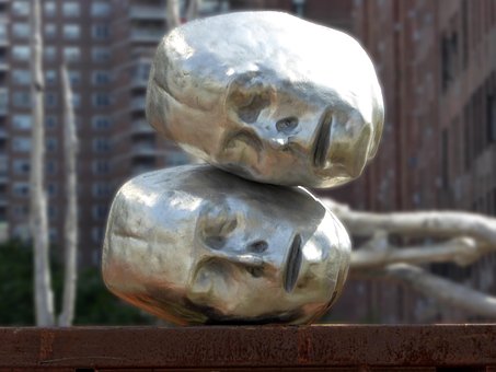 Máscaras, Arte, Cidade, Deitado, Urbano