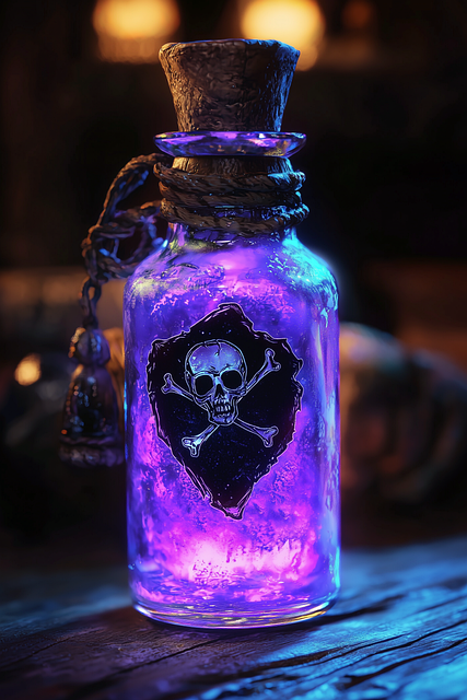 Free potion bottle glowing liquid purple potion illustration