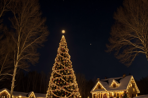 Hus, Sne, Jul, X-Mas, Dekoration