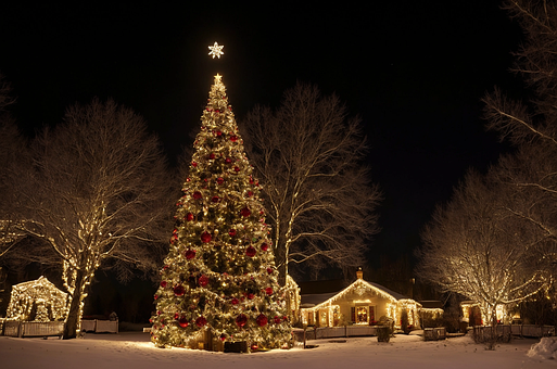 Hus, Sne, Jul, X-Mas, Dekoration