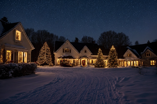 Hus, Sne, Jul, X-Mas, Dekoration