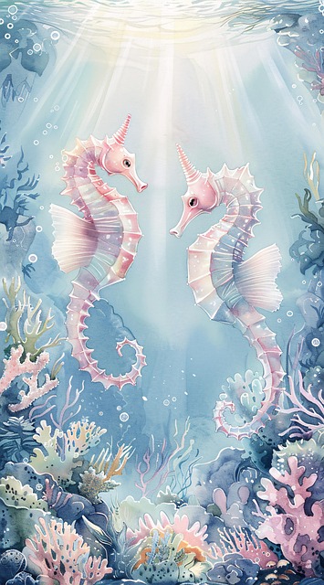 Free ai generated seahorses underwater illustration