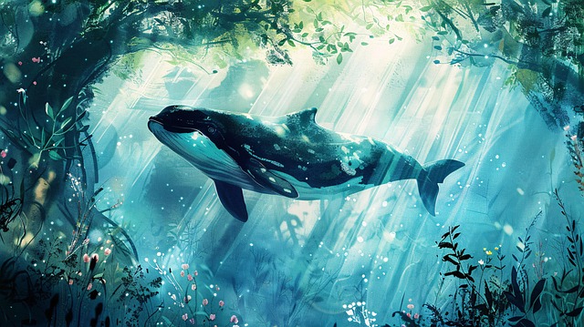 Free ai generated whale underwater illustration