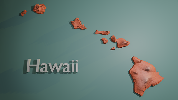 Hawaiikarte, 3D-Karte, Terrain, Geologie