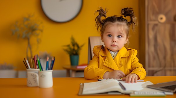 Ai Genereret, Baby, Kontor, Kreativ, Gul