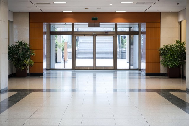 Free ai generated building interior glass entrance illustration