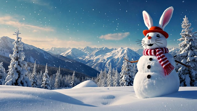 Free winter snow hare laugh illustration