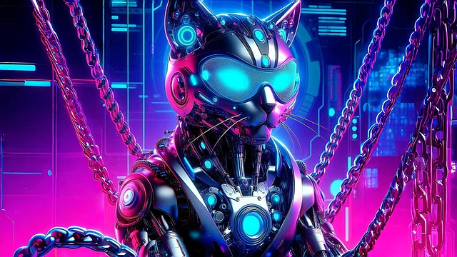 Free ai generated cat robot illustration