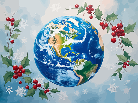 Free Earth Christmas Background vector and picture