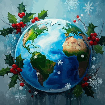 Free Earth Christmas Background vector and picture