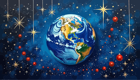 Free Earth Christmas Background vector and picture