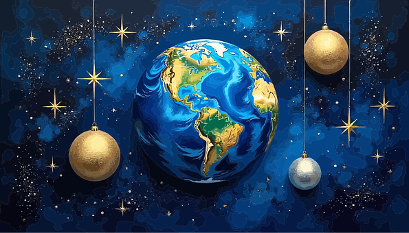 Free Earth Christmas Background vector and picture