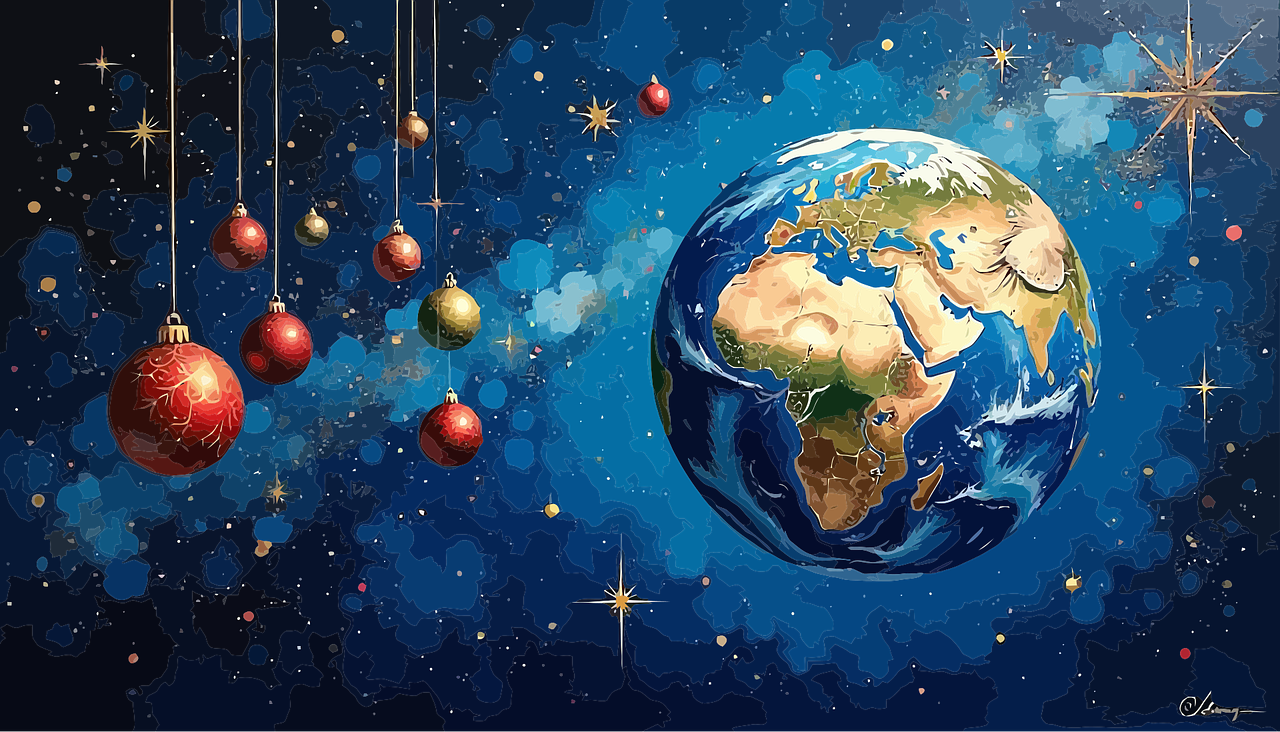 Download free HD stock image of Earth Christmas Background Free earth christmas background vacation planet view earth imagination festive vector