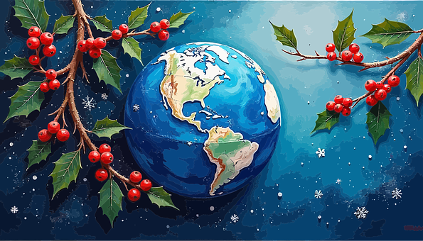 Free Earth Christmas Background vector and picture