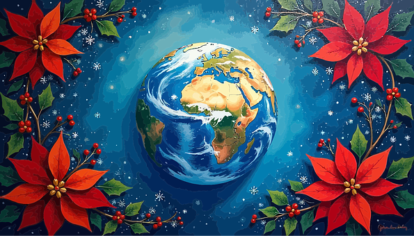Erde-Weihnachtshintergrund
