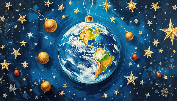 Free Earth Christmas Background vector and picture