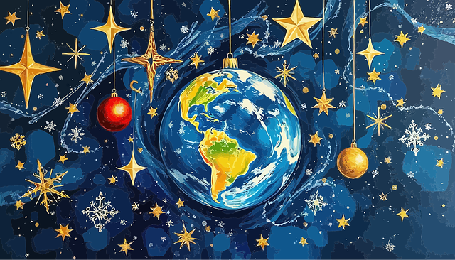Free earth christmas background vacation planet view earth imagination festive vector