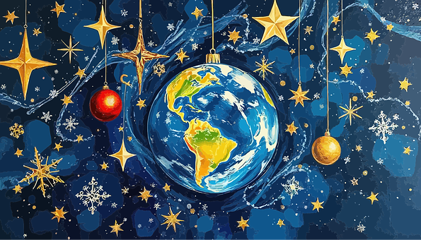 Free Earth Christmas Background vector and picture