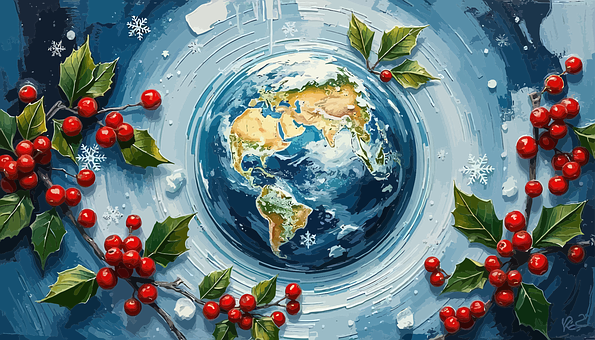 Free Earth Christmas Background vector and picture