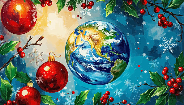 Free Earth Christmas Background vector and picture