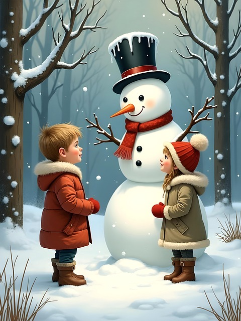 Free snowman children seasonal illustration