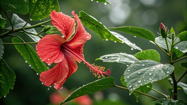 Rode Hibiscus, Hibiscus, Bloem, Natuur