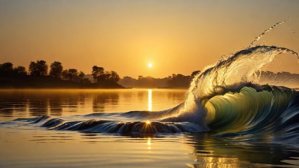 Free Golden Wave Golden Sunset photo and picture