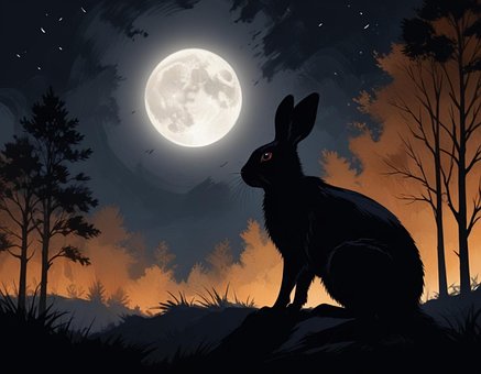 Free Black Rabbit Full Moon photo and picture