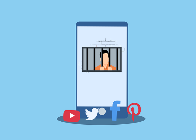Free social media addiction imprisonment vector