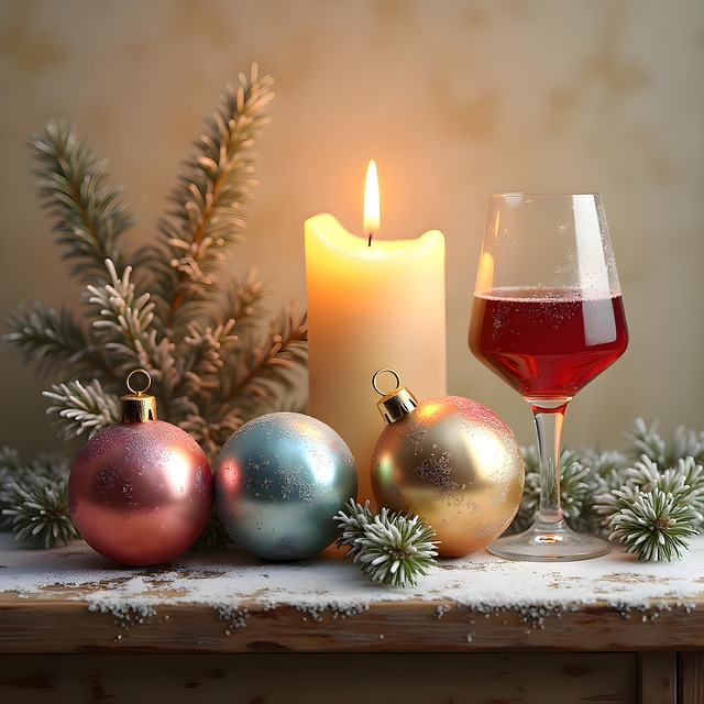 Free christmas candle wine glass illustration