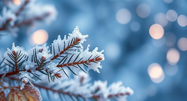 Free Winter Wonderland Frosted Pine Branches illustration and picture
