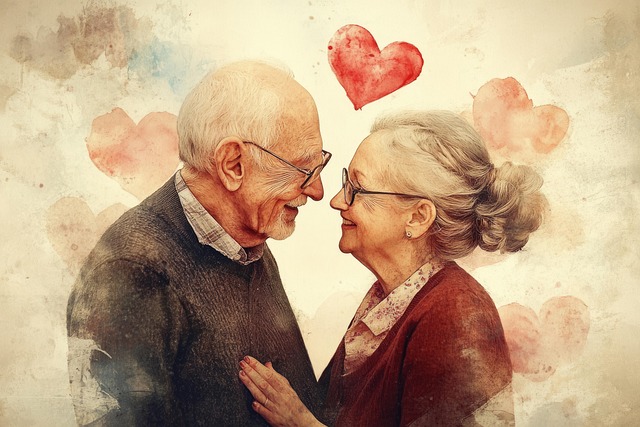 Free ai generated elderly couple illustration