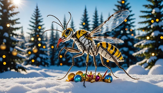 Download free HD stock image of Ai Generated Christmas Free ai generated christmas wasp illustration