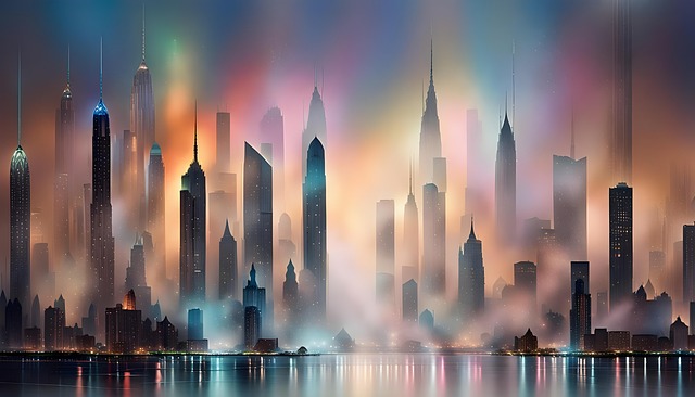 Free ai generated city buildings illustration