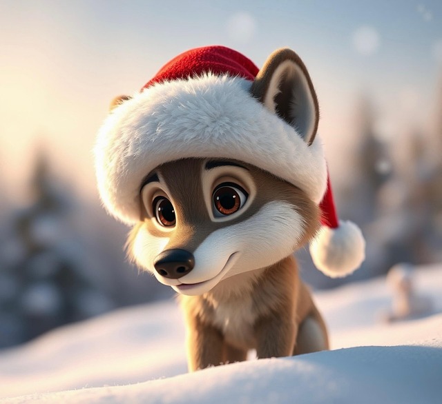 Free ai generated christmas animal illustration