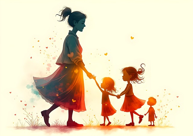 Free ai generated mother children illustration
