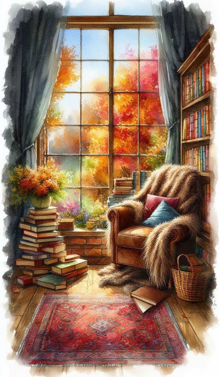 Free ai generated autumn cozy illustration