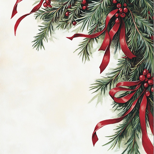 Free christmas ribbon berries illustration