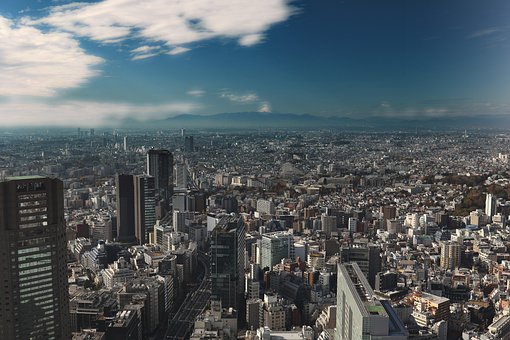 Japonia, Tokio, Miasto, Miejski, Budynek